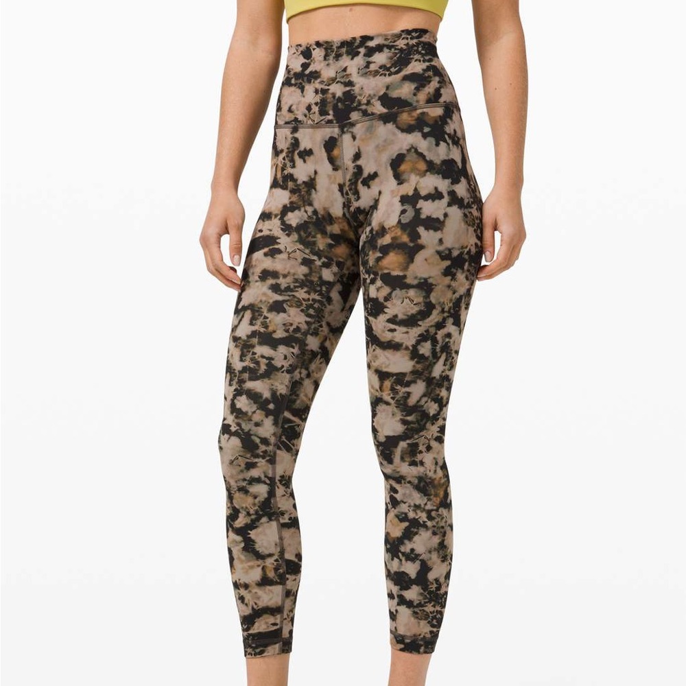 NWT Lululemon Wunder Train HR Tight 25” Dispersed Light Raw Linen Multi Size 14